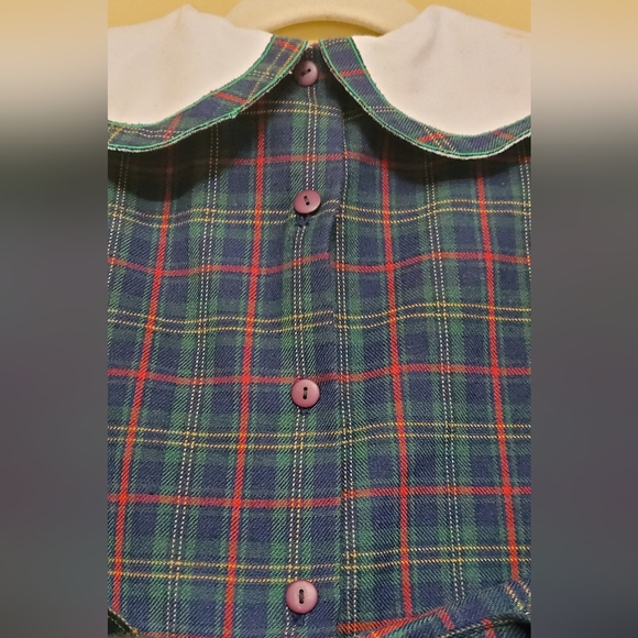 Vintage Sarah Louise Green Blue Red Plaid Hand Smocked Dress Girls Size 8 - Picture 5 of 6